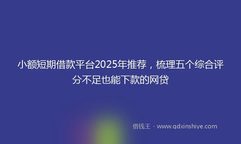 小额短期借款平台2025年推荐，梳理五个综合评分不足也能下款的网贷