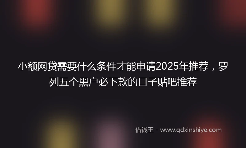 小额网贷需要什么条件才能申请2025年推荐，罗列五个黑户必下款的口子贴吧推荐