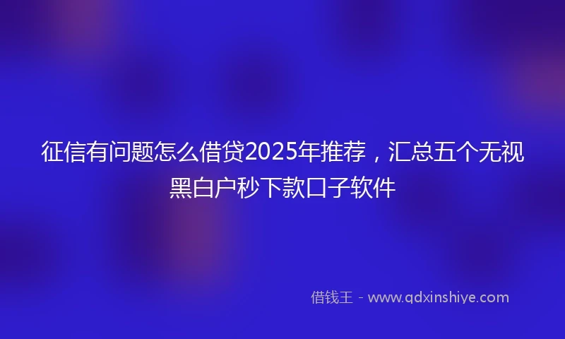 征信有问题怎么借贷2025年推荐,汇总五个无视黑白户秒下款口子软件