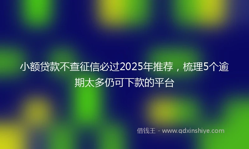 小额贷款不查征信必过2025年推荐，梳理5个逾期太多仍可下款的平台