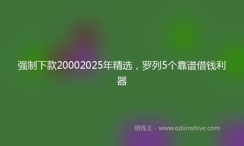 强制下款20002025年精选，罗列5个靠谱借钱利器