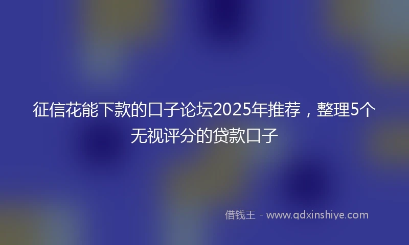 征信花能下款的口子论坛2025年推荐，整理5个无视评分的贷款口子