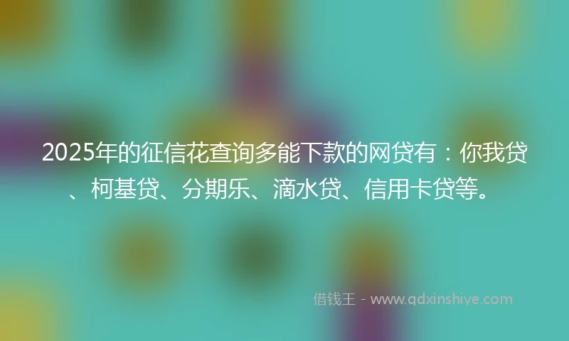 2025年的征信花查询多能下款的网贷有：你我贷、柯基贷、分期乐、滴水贷、信用卡贷等。