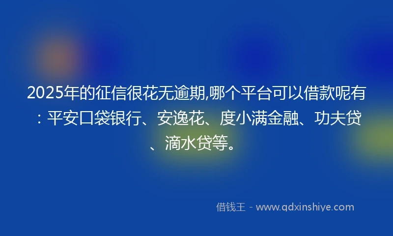 2025年的征信很花无逾期,哪个平台可以借款呢有：平安口袋银行、安逸花、度小满金融、功夫贷、滴水贷等。