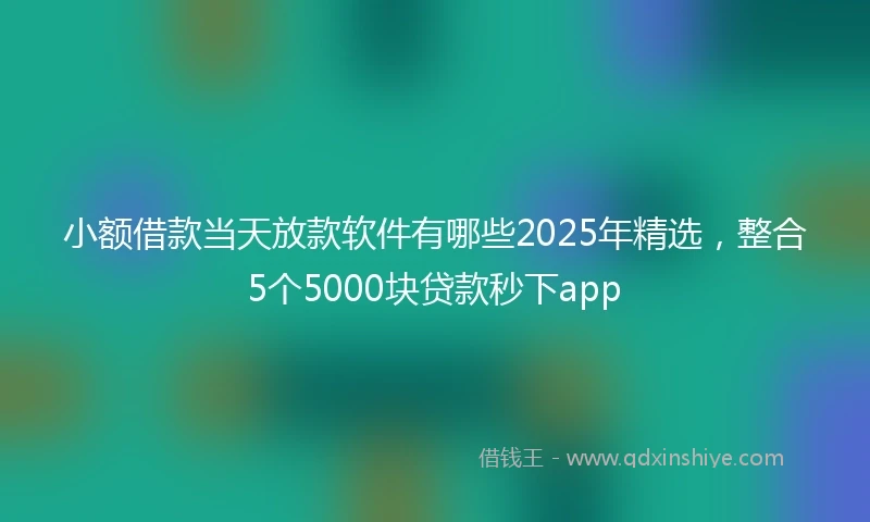 小额借款当天放款软件有哪些2025年精选，整合5个5000块贷款秒下app