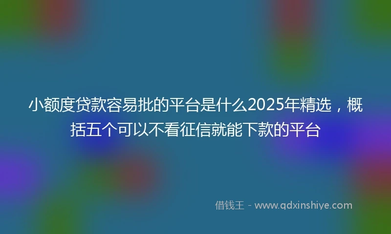 小额度贷款容易批的平台是什么2025年精选，概括五个可以不看征信就能下款的平台