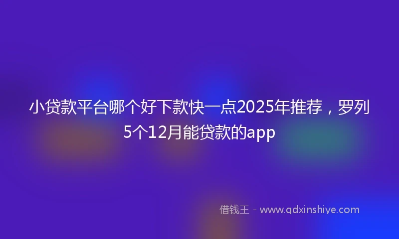 小贷款平台哪个好下款快一点2025年推荐，罗列5个12月能贷款的app