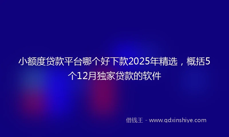小额度贷款平台哪个好下款2025年精选，概括5个12月独家贷款的软件