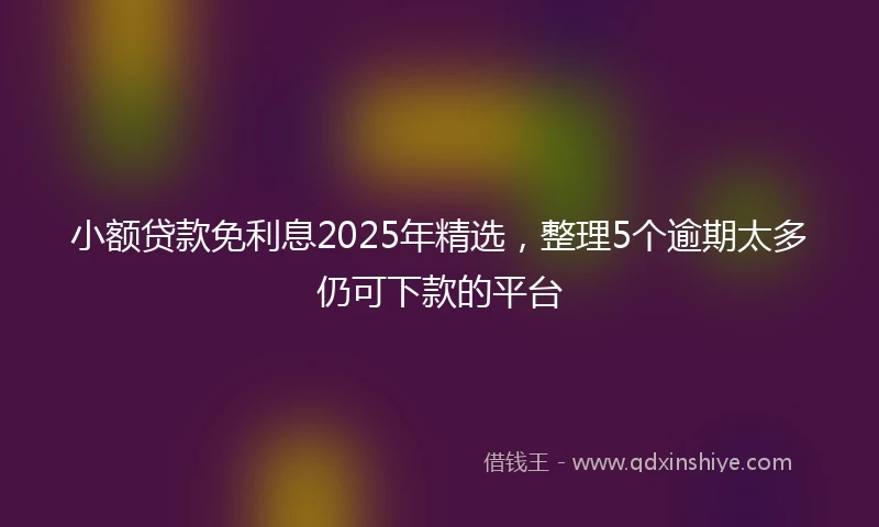 小额贷款免利息2025年精选，整理5个逾期太多仍可下款的平台