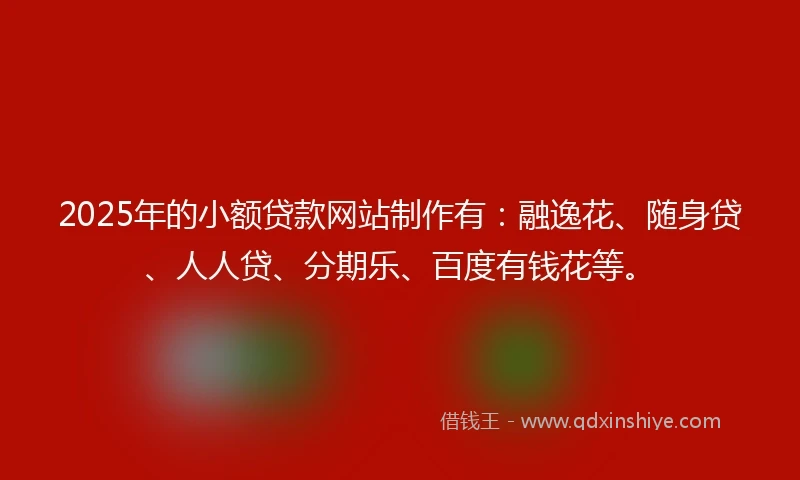 2025年的小额贷款网站制作有：融逸花、随身贷、人人贷、分期乐、百度有钱花等。
