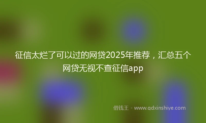 征信太烂了可以过的网贷2025年推荐，汇总五个网贷无视不查征信app