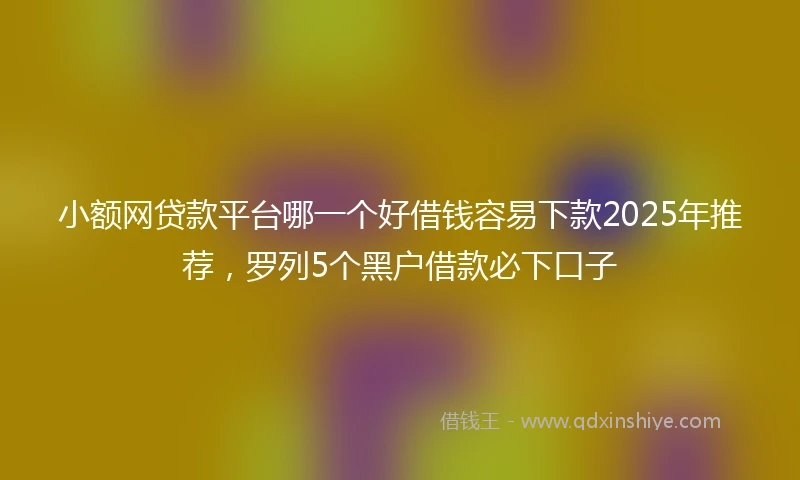 小额网贷款平台哪一个好借钱容易下款2025年推荐，罗列5个黑户借款必下口子