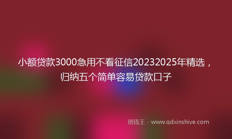 小额贷款3000急用不看征信20232025年精选，归纳五个简单容易贷款口子