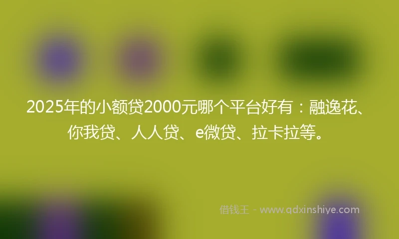2025年的小额贷2000元哪个平台好有：融逸花、你我贷、人人贷、e微贷、拉卡拉等。