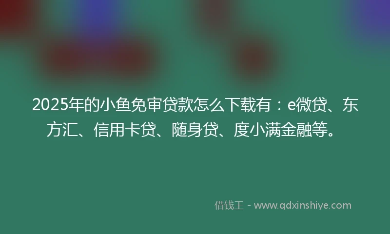 2025年的小鱼免审贷款怎么下载有：e微贷、东方汇、信用卡贷、随身贷、度小满金融等。