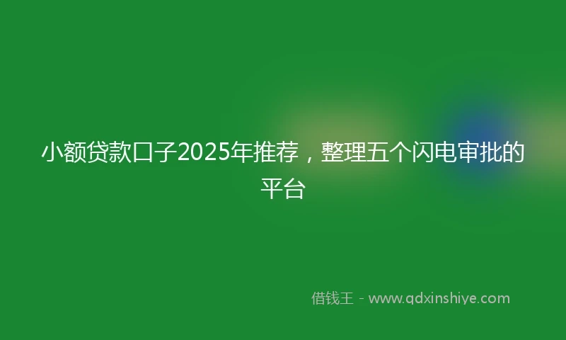 小额贷款口子2025年推荐，整理五个闪电审批的平台