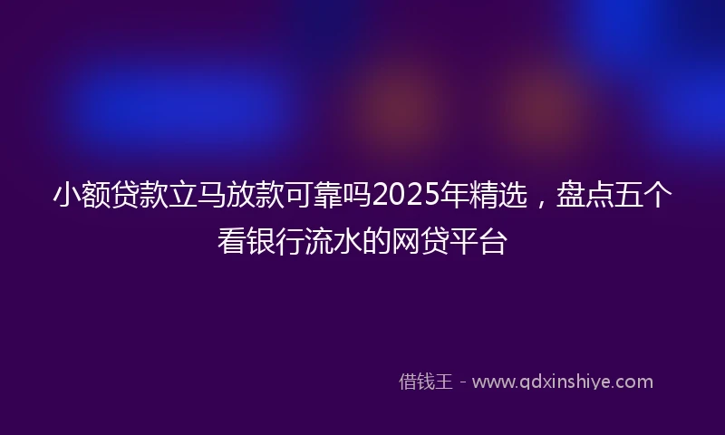 小额贷款立马放款可靠吗2025年精选，盘点五个看银行流水的网贷平台