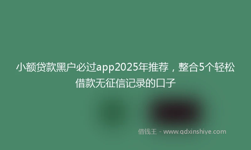 小额贷款黑户必过app2025年推荐，整合5个轻松借款无征信记录的口子