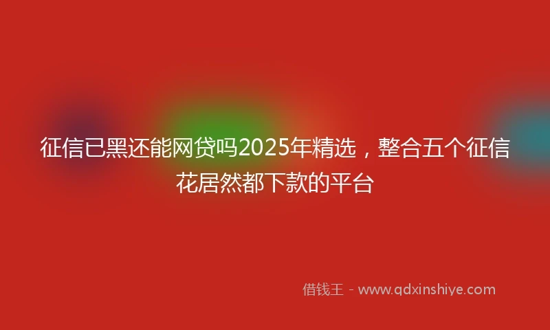 征信已黑还能网贷吗2025年精选，整合五个征信花居然都下款的平台