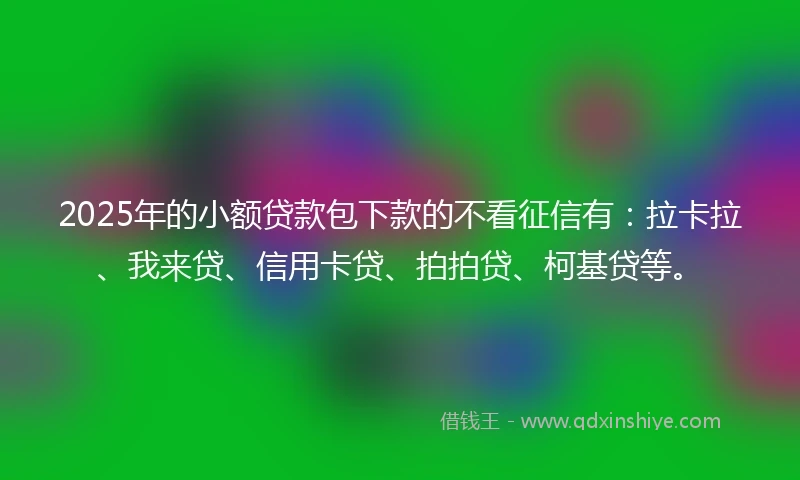 2025年的小额贷款包下款的不看征信有：拉卡拉、我来贷、信用卡贷、拍拍贷、柯基贷等。