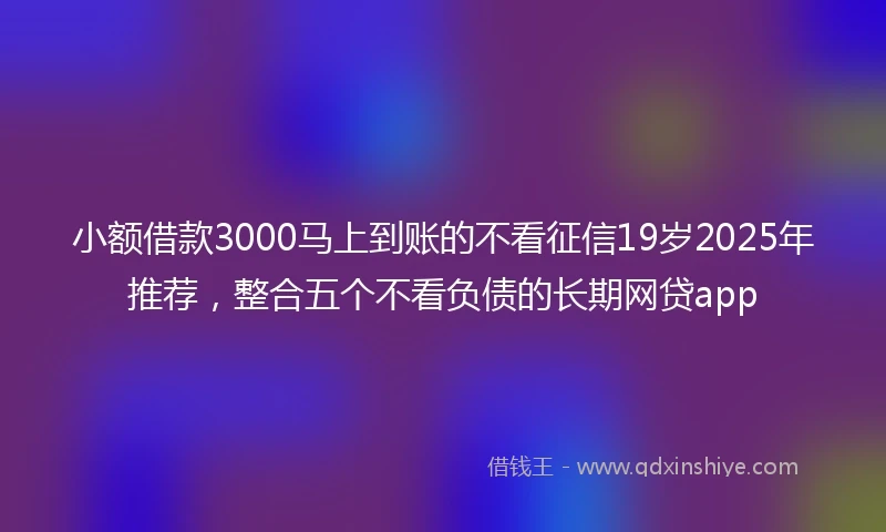 小额借款3000马上到账的不看征信19岁2025年推荐，整合五个不看负债的长期网贷app
