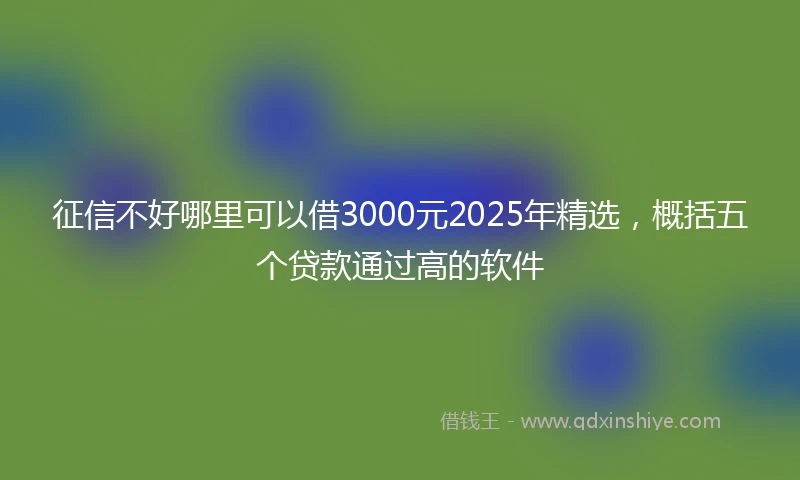 征信不好哪里可以借3000元2025年精选，概括五个贷款通过高的软件
