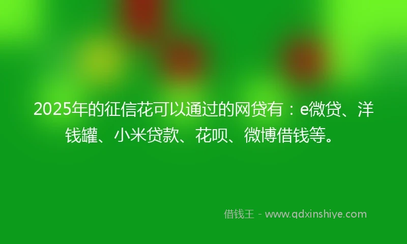 2025年的征信花可以通过的网贷有：e微贷、洋钱罐、小米贷款、花呗、微博借钱等。