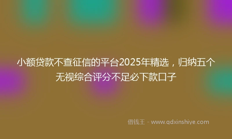 小额贷款不查征信的平台2025年精选，归纳五个无视综合评分不足必下款口子