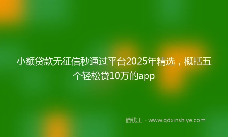 小额贷款无征信秒通过平台2025年精选，概括五个轻松贷10万的app