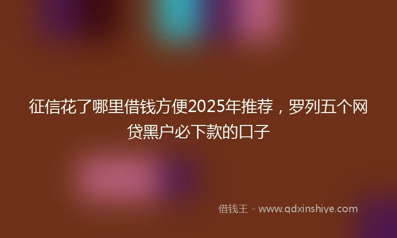 征信花了哪里借钱方便2025年推荐,罗列五个网贷黑户必下款的口子