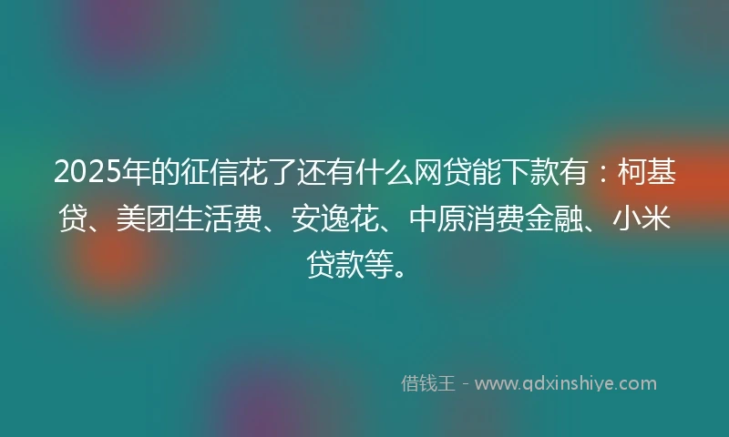 2025年的征信花了还有什么网贷能下款有：柯基贷、美团生活费、安逸花、中原消费金融、小米贷款等。
