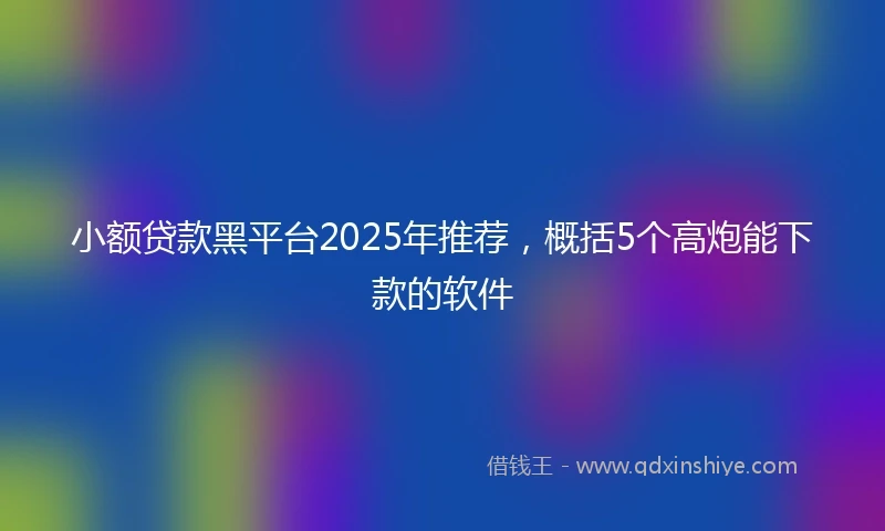 小额贷款黑平台2025年推荐，概括5个高炮能下款的软件