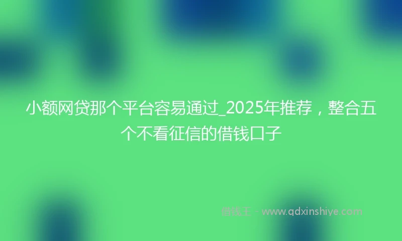 小额网贷那个平台容易通过_2025年推荐，整合五个不看征信的借钱口子