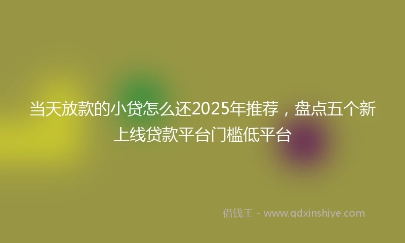 当天放款的小贷怎么还2025年推荐，盘点五个新上线贷款平台门槛低平台