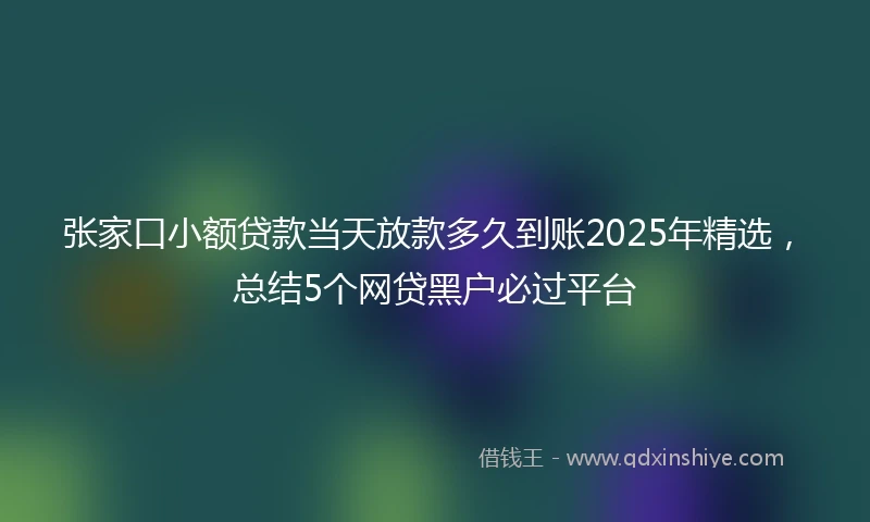 张家口小额贷款当天放款多久到账2025年精选，总结5个网贷黑户必过平台