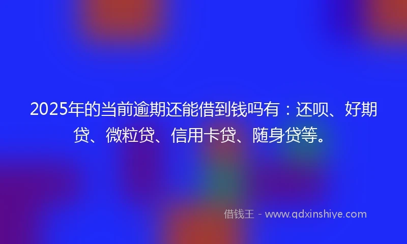 2025年的当前逾期还能借到钱吗有：还呗、好期贷、微粒贷、信用卡贷、随身贷等。