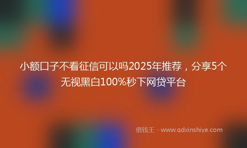 小额口子不看征信可以吗2025年推荐，分享5个无视黑白100%秒下网贷平台
