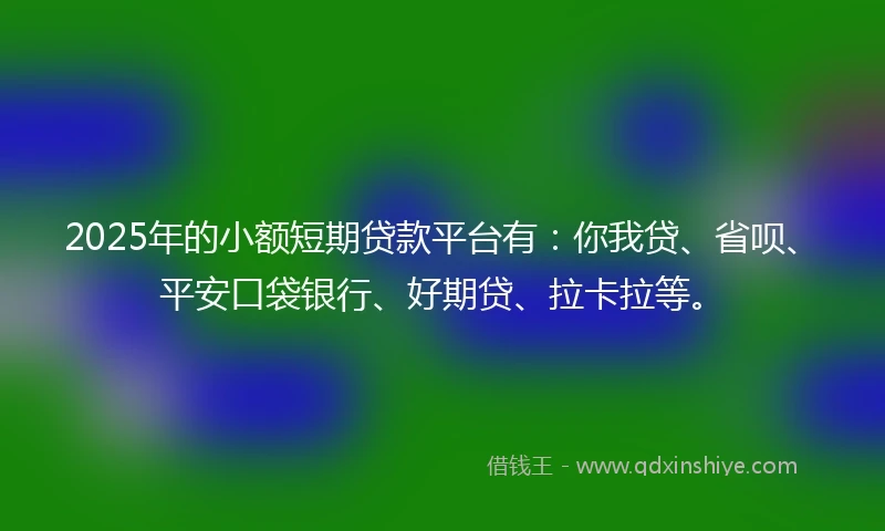 2025年的小额短期贷款平台有：你我贷、省呗、平安口袋银行、好期贷、拉卡拉等。