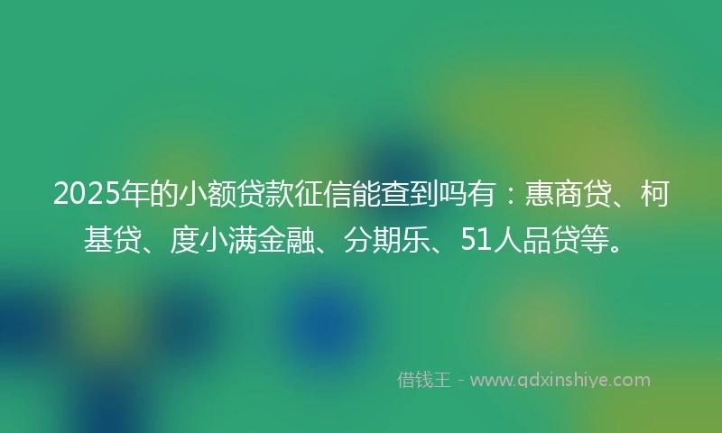 2025年的小额贷款征信能查到吗有：惠商贷、柯基贷、度小满金融、分期乐、51人品贷等。