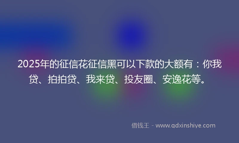 2025年的征信花征信黑可以下款的大额有：你我贷、拍拍贷、我来贷、投友圈、安逸花等。