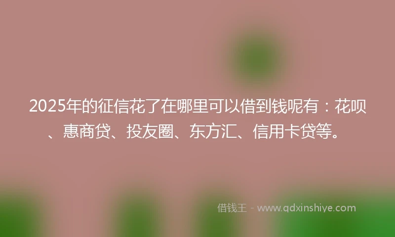 2025年的征信花了在哪里可以借到钱呢有：花呗、惠商贷、投友圈、东方汇、信用卡贷等。