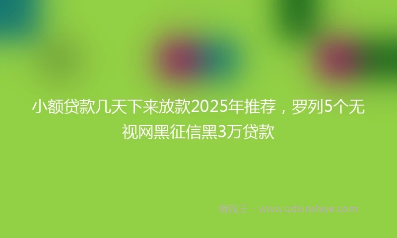 小额贷款几天下来放款2025年推荐，罗列5个无视网黑征信黑3万贷款