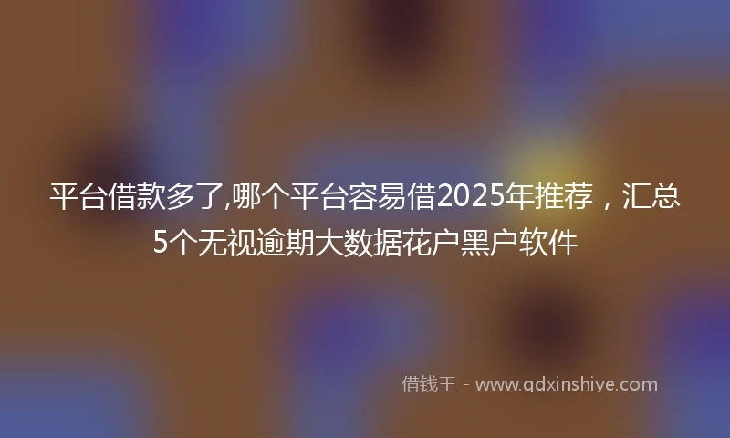 平台借款多了,哪个平台容易借2025年推荐，汇总5个无视逾期大数据花户黑户软件