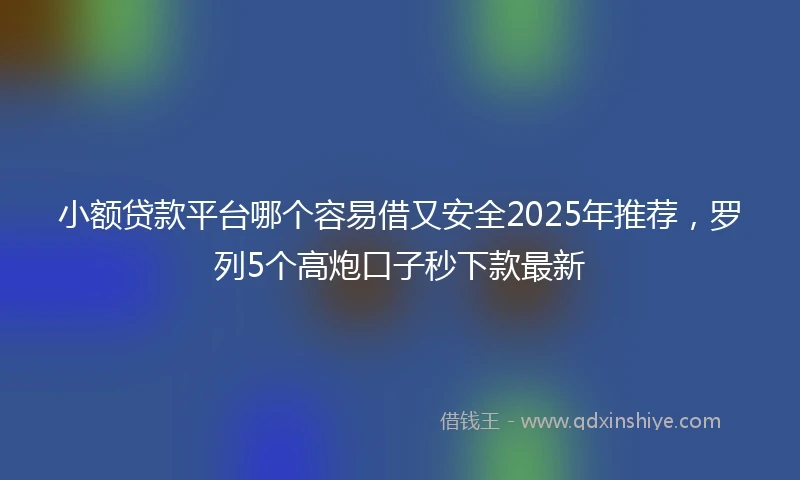 小额贷款平台哪个容易借又安全2025年推荐，罗列5个高炮口子秒下款最新