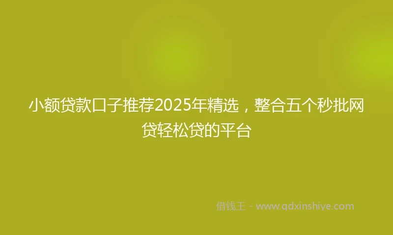 小额贷款口子推荐2025年精选，整合五个秒批网贷轻松贷的平台