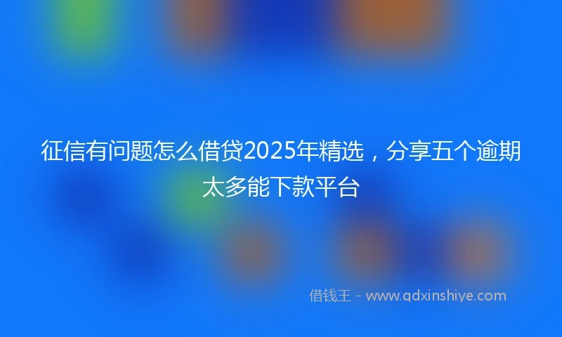 征信有问题怎么借贷2025年精选,分享五个逾期太多能下款平台