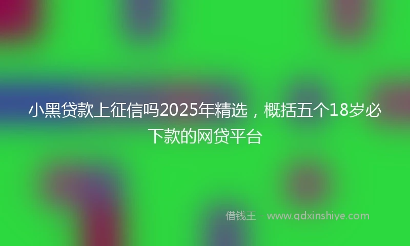 小黑贷款上征信吗2025年精选，概括五个18岁必下款的网贷平台