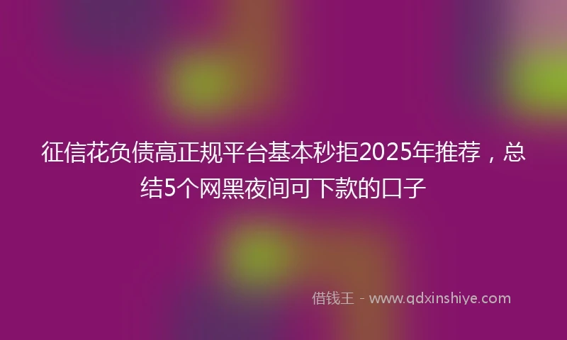 征信花负债高正规平台基本秒拒2025年推荐，总结5个网黑夜间可下款的口子