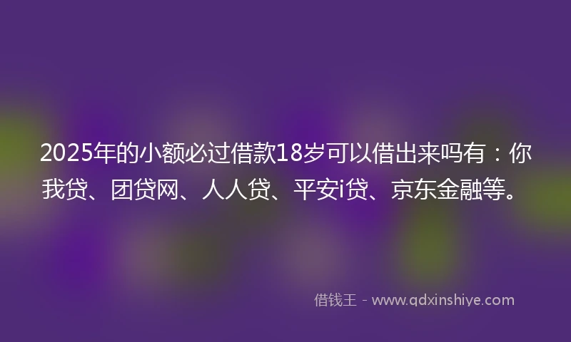 2025年的小额必过借款18岁可以借出来吗有：你我贷、团贷网、人人贷、平安i贷、京东金融等。