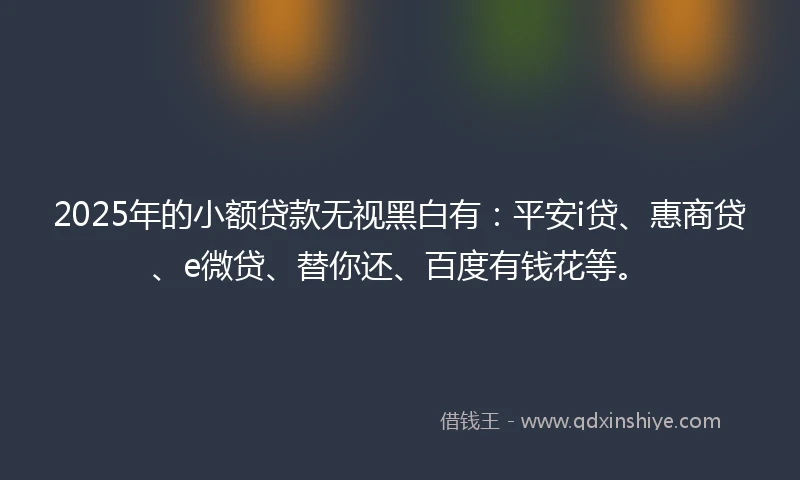 2025年的小额贷款无视黑白有：平安i贷、惠商贷、e微贷、替你还、百度有钱花等。